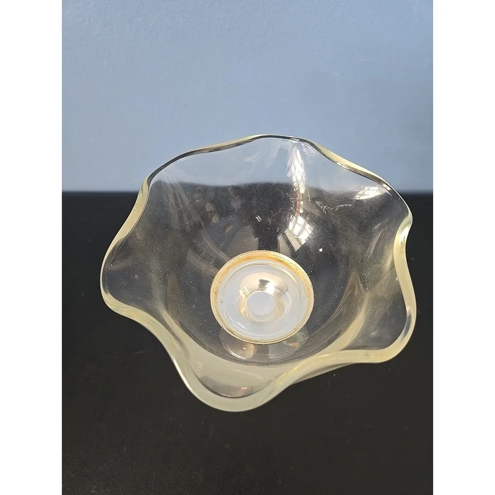 W&S Blackinton Silverplate Brass Compote Dish Crystal Ruffled Bowl Pedestal‎ Cup